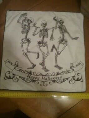Halloween Pillow Cover with Skeleton Dancing Trio
